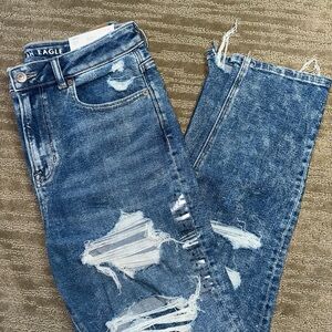 NWOT AE Distressed Stretch Mom Jeans